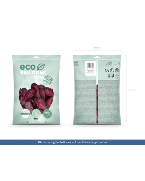 Eco Balloons 26cm pastel, deep red (1 pkt / 100 pc.)
