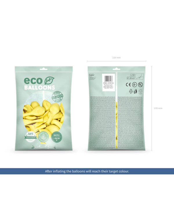 Eco Balloons 26cm pastel, light yellow (1 pkt / 100 pc.)