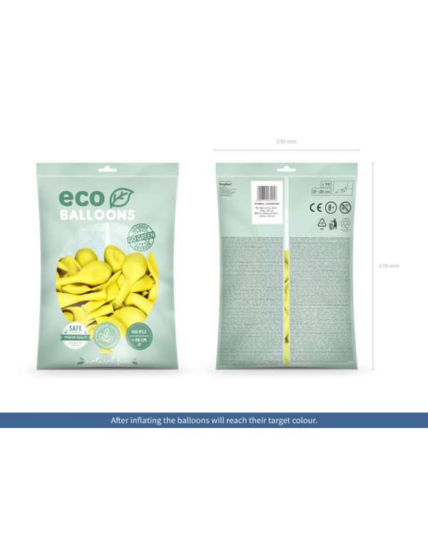 Eco Balloons 26cm pastel, yellow (1 pkt / 100 pc.)