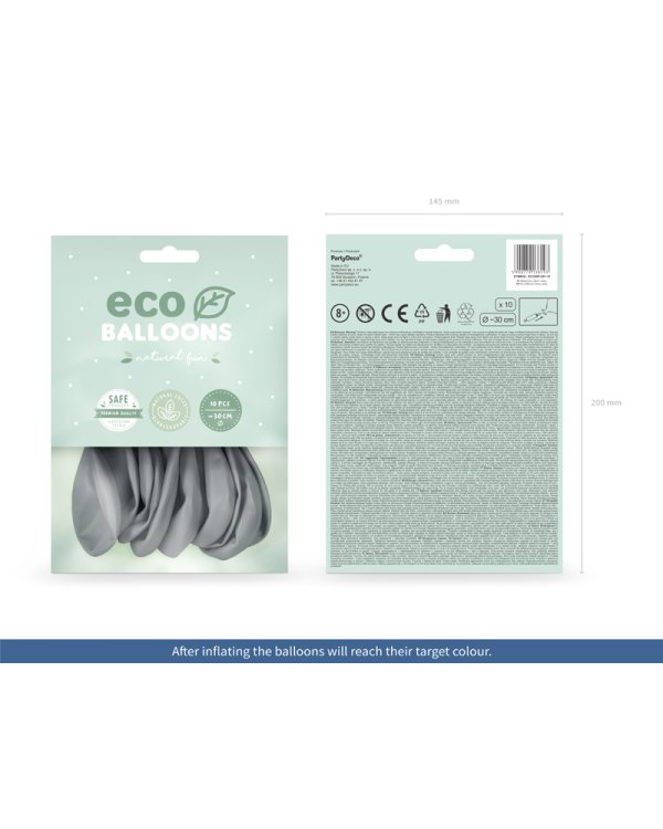 Eco Balloons 26cm pastel, grey (1 pkt / 10 pc.)