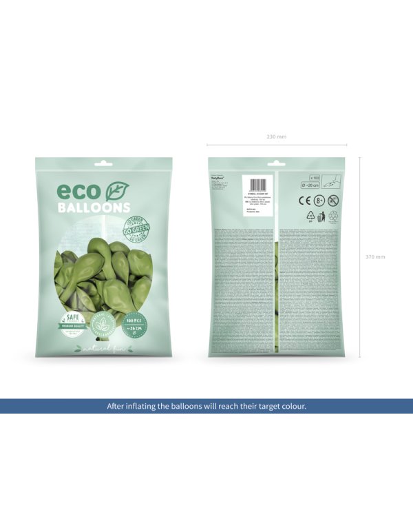Eco Balloons 26 cm pastel, olive green (1 pkt / 100 pc.)