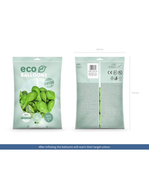 Eco Balloons 26cm pastel, green apple (1 pkt / 100 pc.)