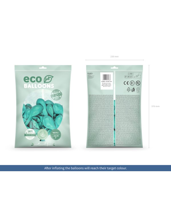 Eco Balloons 26cm pastel, dark mint (1 pkt / 100 pc.)