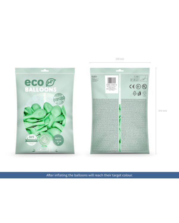 Eco Balloons 26cm pastel, mint (1 pkt / 100 pc.)