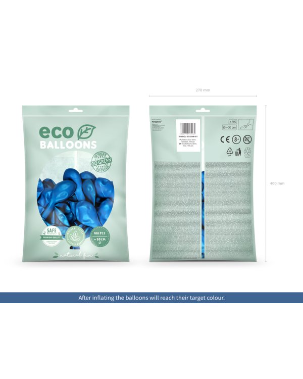 Eco Balloons 30cm metallic, blue (1 pkt / 100 pc.)