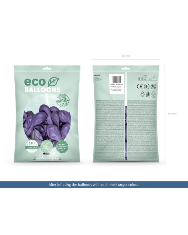 Eco Balloons 30cm metallic, lavender (1 pkt / 100 pc.)