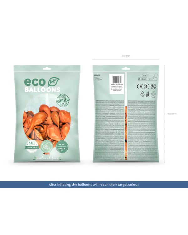 Eco Balloons 30cm metallic, orange (1 pkt / 100 pc.)