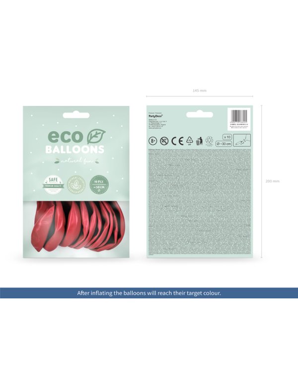 Eco Balloons 30cm metallic, light red (1 pkt / 10 pc.)