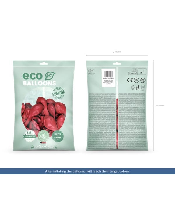 Eco Balloons 30cm metallic, red (1 pkt / 100 pc.)