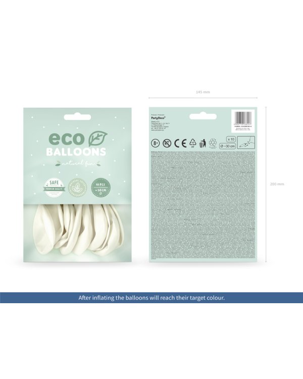 Eco Balloons 30cm metallic, white (1 pkt / 10 pc.)