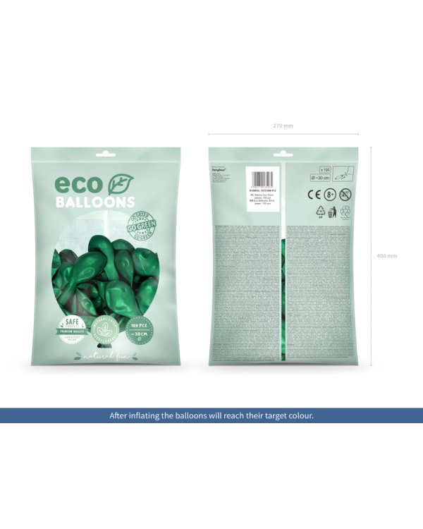 Eco Balloons 30cm metallic, green (1 pkt / 100 pc.)