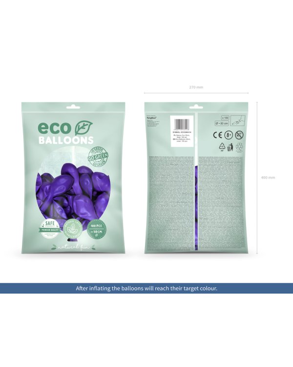Eco Balloons 30cm metallic, violet (1 pkt / 100 pc.)