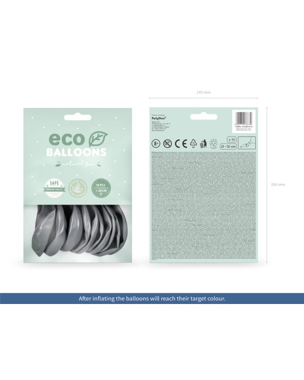 Eco Balloons 30cm metallic, silver (1 pkt / 10 pc.)