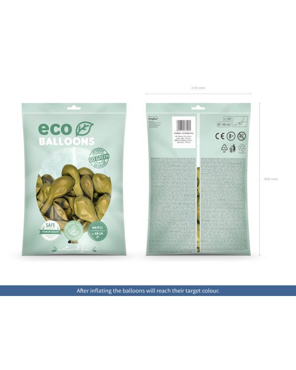 Eco Balloons 30cm metallic, light gold (1 pkt / 100 pc.)