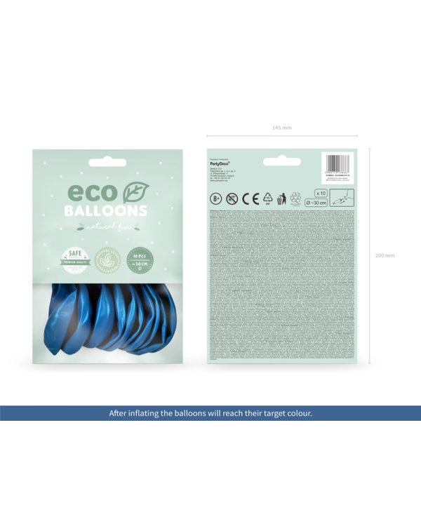 Eco Balloons 30cm metallic, navy blue (1 pkt / 10 pc.)