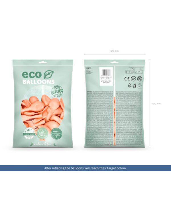 Eco Balloons 30cm metallic, peach (1 pkt / 100 pc.)