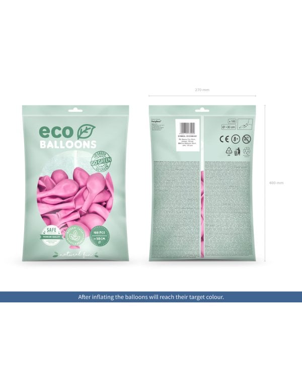 Eco Balloons 30cm metallic, pink (1 pkt / 100 pc.)