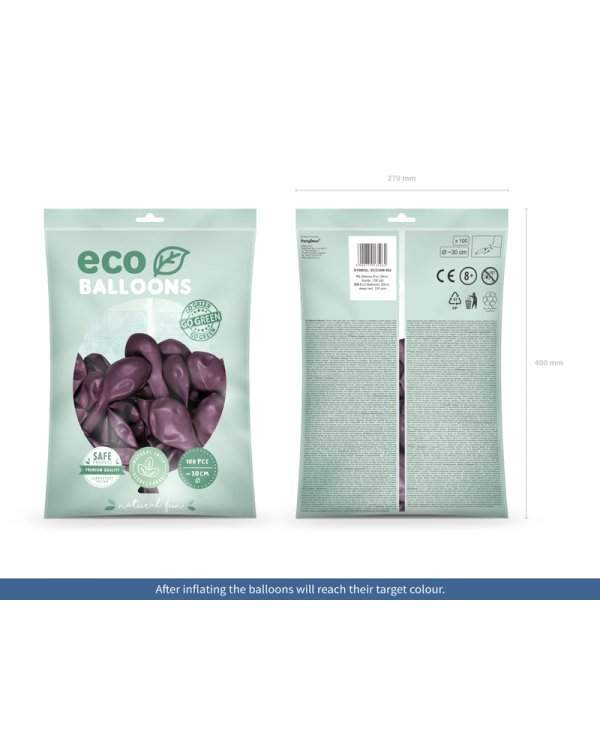 Eco Balloons 30cm metallic, deep red (1 pkt / 100 pc.)
