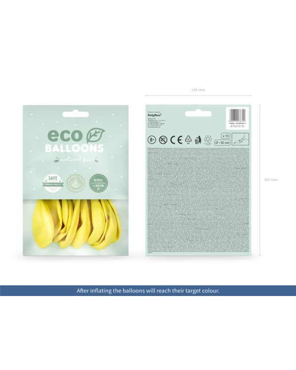 Eco Balloons 30cm metallic, yellow (1 pkt / 10 pc.)
