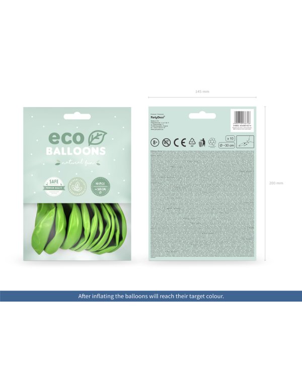 Eco Balloons 30cm metallic, green apple (1 pkt / 10 pc.)
