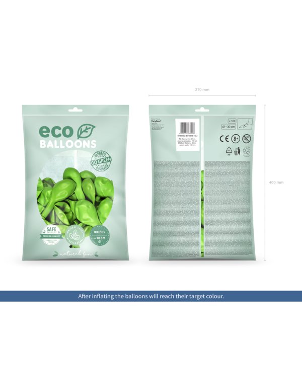 Eco Balloons 30cm metallic, green apple (1 pkt / 100 pc.)