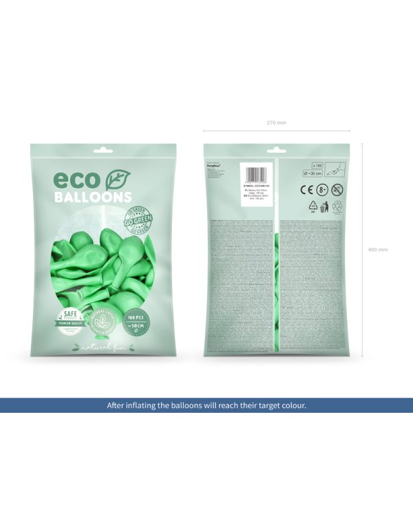 Eco Balloons 30cm metallic, mint (1 pkt / 100 pc.)