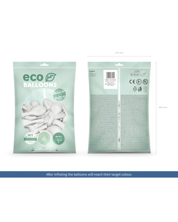 Eco Balloons 30cm pastel, white (1 pkt / 100 pc.)