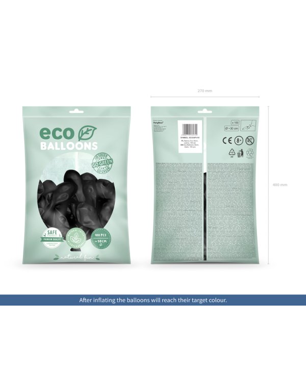 Eco Balloons 30cm pastel, black (1 pkt / 100 pc.)