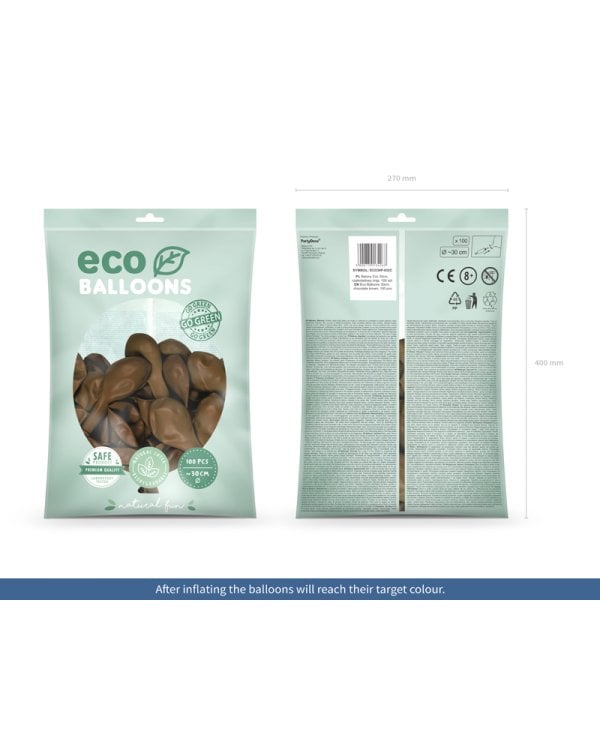 Eco Balloons 30cm pastel, chocolate brown (1 pkt / 100 pc.)