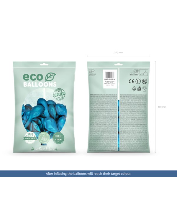 Eco Balloons 30cm pastel, turquoise (1 pkt / 100 pc.)