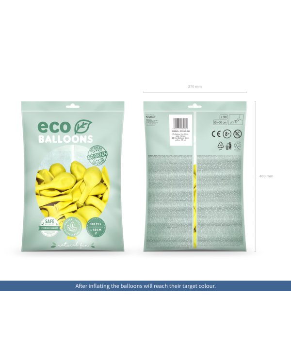Eco Balloons 30cm pastel, yellow (1 pkt / 100 pc.)