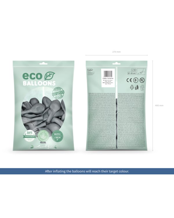 Eco Balloons 30cm pastel, grey (1 pkt / 100 pc.)
