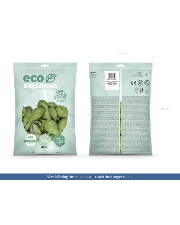 Eco Balloons 30 cm pastel, olive green (1 pkt / 100 pc.)