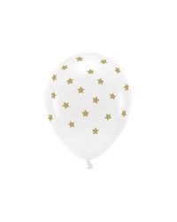 Pastel Eco Balloons 33 cm, Stars, white (1 pkt / 6 pc.)