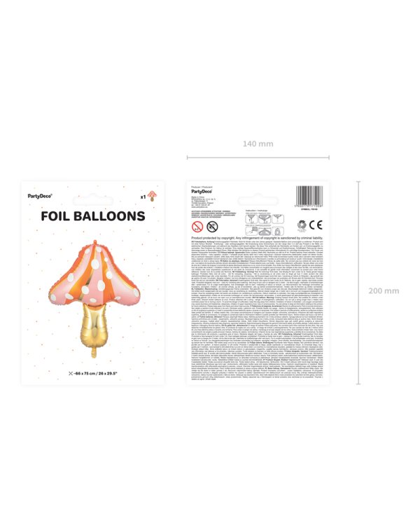 Foil balloon Mushroom, 66x75cm, mix