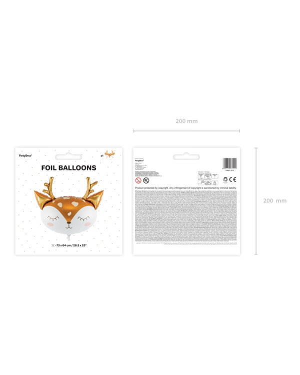 Foil Balloon Deer, 73x64cm, mix