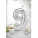 Standing foil balloon Number ''9'', 70cm, silver