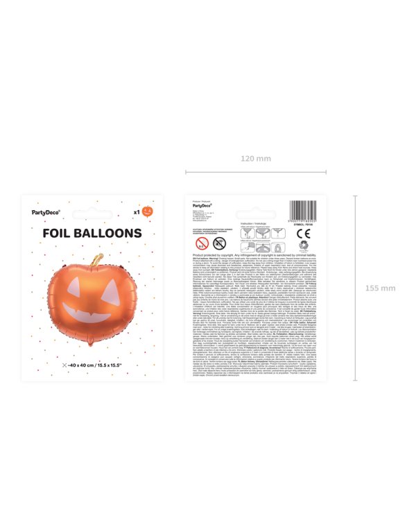 Foil balloon Pumpkin, 40x40cm, mix