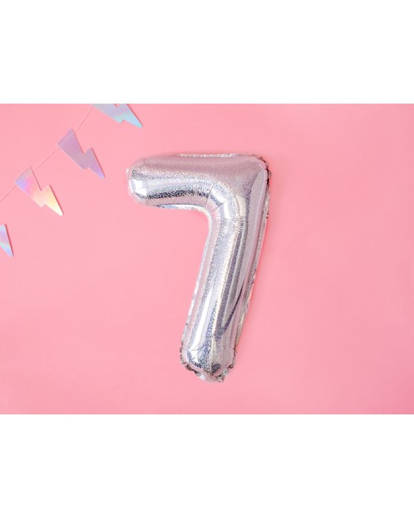 Foil Balloon Number ''7'', 35cm, holographic