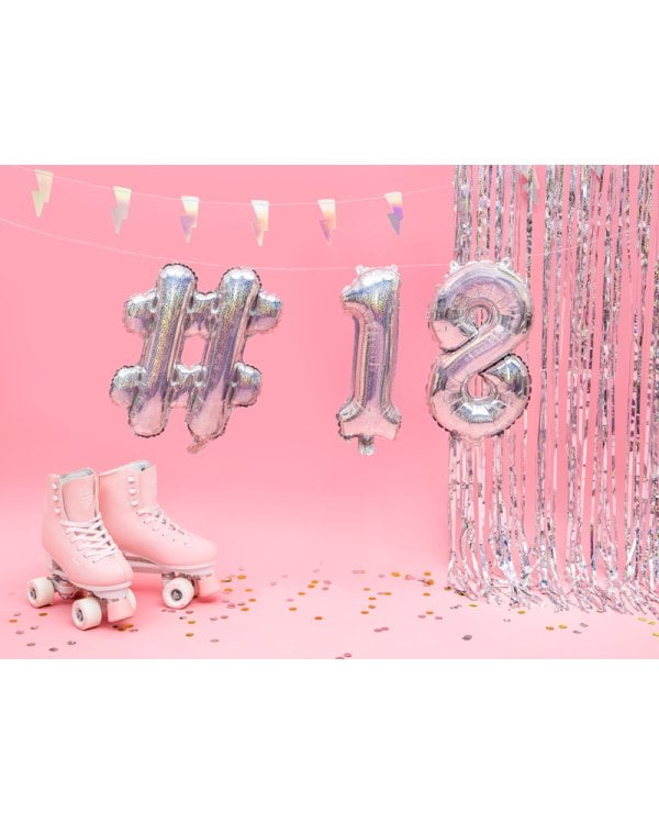 Foil Balloon Number ''8'', 35cm, holographic