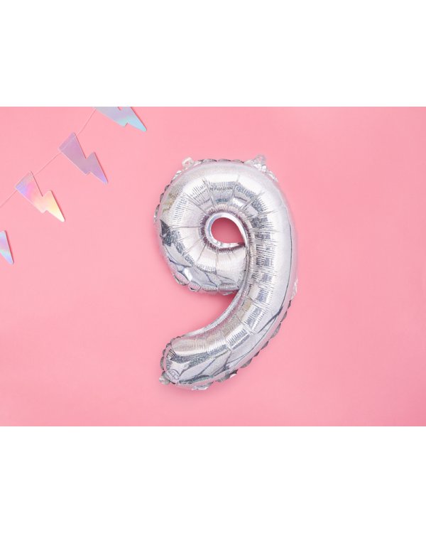 Foil Balloon Number ''9'', 35cm, holographic