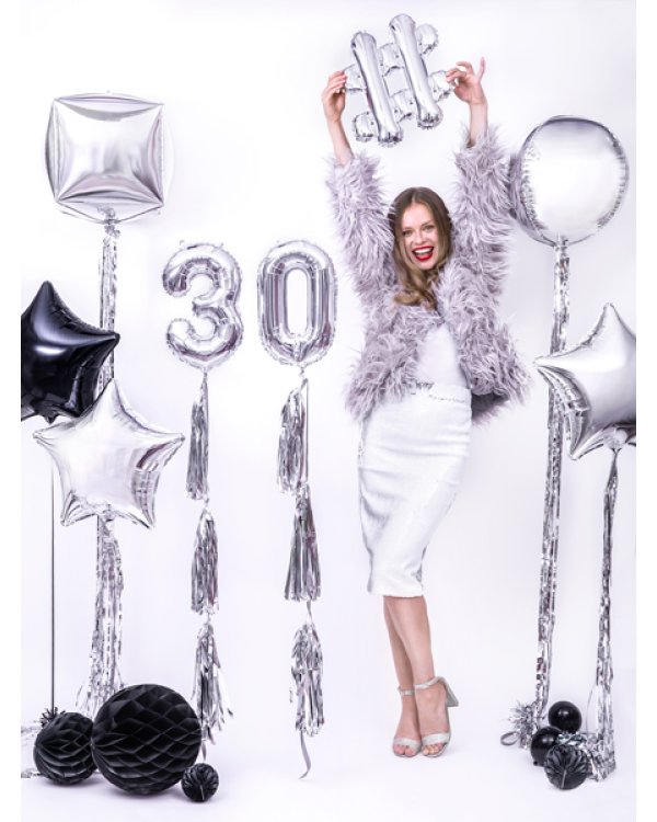 Foil Balloon Number ''0'', 35cm, silver