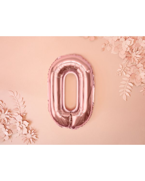 Foil Balloon Number ''0'', 35cm, rose gold