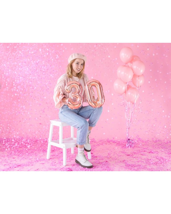 Foil Balloon Number ''0'', 35cm, rose gold