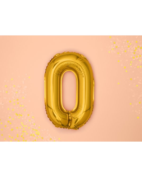 Foil Balloon Number ''0'', 35cm, gold