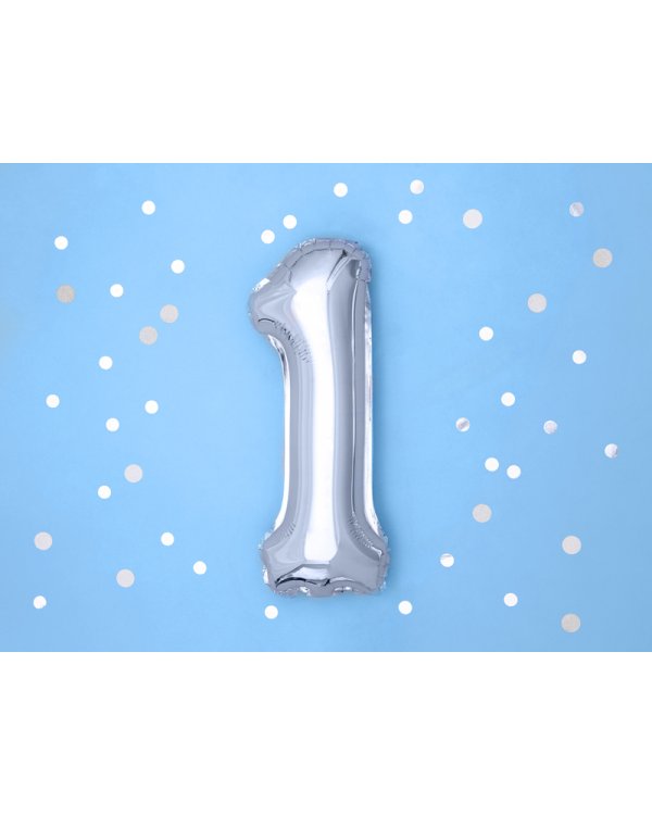 Foil Balloon Number ''1'', 35cm, silver