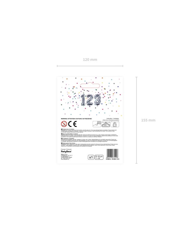 Foil Balloon Number ''1'', 35cm, silver