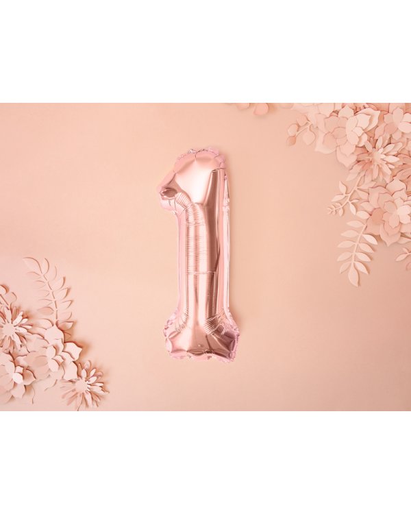 Foil Balloon Number ''1'', 35cm, rose gold