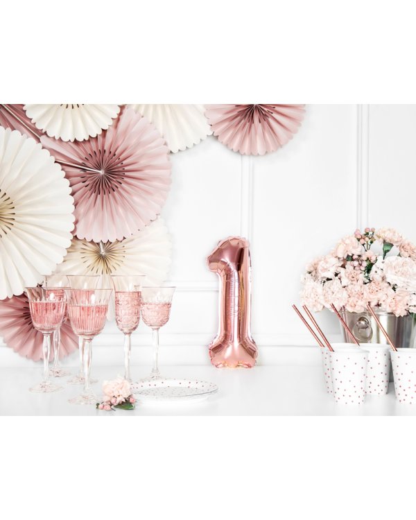 Foil Balloon Number ''1'', 35cm, rose gold