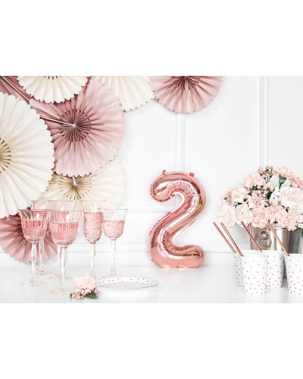 Foil Balloon Number ''2'', 35cm, rose gold